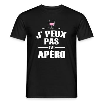 je peux pas j ai apéro pour homme femme - T-shirt homme - noir - Devant - AI Model Male 178 light (178cm)