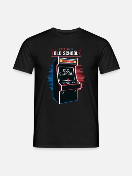Arcade Spielhalle Spielautomat Gamer Gaming - Männer T-Shirt - Schwarz