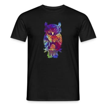 Chouette oiseau nocturne troupeau vol mouche animal de compagnie - T-shirt homme - noir - Devant - AI Model Male 178 light (178cm)