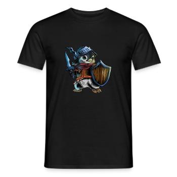 Chevalier pingouin guerrier épée cavalier cavalier cadeau - T-shirt homme - noir - Devant - AI Model Male 178 light (178cm)