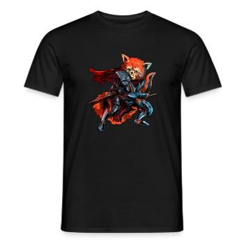 Knight Red Panda Cavalier Sword Noble Warrior Gift - Men's T-Shirt - black - Front - AI Model Male 178 light (178cm)
