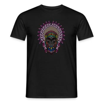 Indian Skull Skeleton Gift - Men's T-Shirt - black - Front - AI Model Male 178 light (178cm)