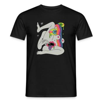 Psychedelic Hippie Trippy Colorful Festival Gift - Men's T-Shirt - black - Front - AI Model Male 178 light (178cm)