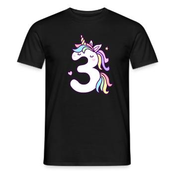 3 Jahre Einhorn 3. Geburtstag Kinder Mädchen - Männer T-Shirt - Schwarz - Vorne - AI Model Male 178 light (178cm)