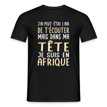 Dans ma tête je suis en Afrique - T-shirt homme - noir - Devant - AI Model Male 178 light (178cm)