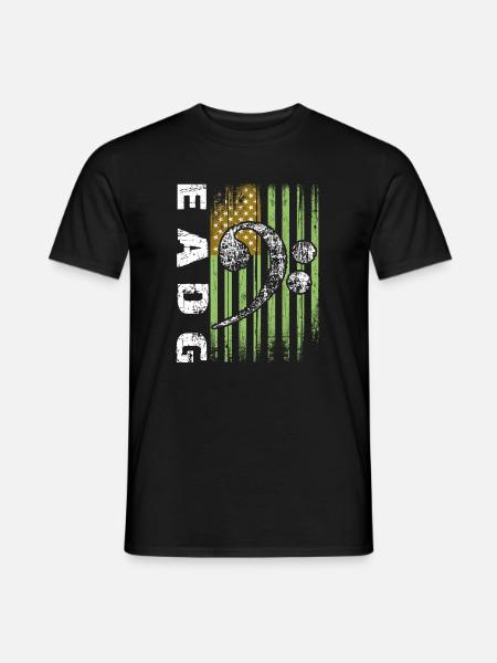 EADG Bassnoten mit amerikanischer Flagge - Männer T-Shirt - Schwarz