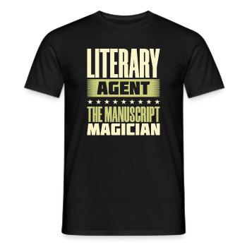 Literary Agent The Manuscript Magician - Men's T-Shirt - black - Front - AI Model Male 178 light (178cm)
