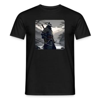 Lone Samurai Warrior Black White Asia Kendo - Men's T-Shirt - black - Front - AI Model Male 178 light (178cm)
