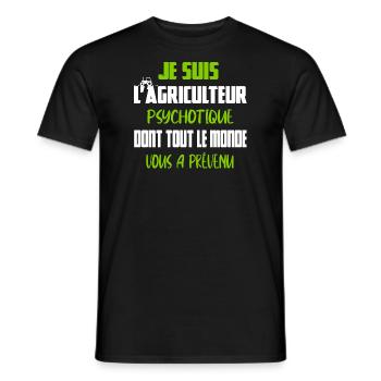 Je suis l'agriculteur psychotique t-shirt tracteur - T-shirt homme - noir - Devant - AI Model Male 178 light (178cm)
