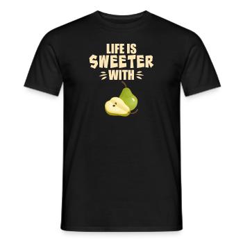 Life Is Sweeter With Pear - Men's T-Shirt - black - Front - AI Model Male 178 light (178cm)