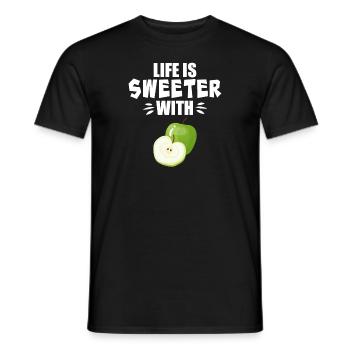 Life Is Sweeter With Apple - Men's T-Shirt - black - Front - AI Model Male 178 light (178cm)