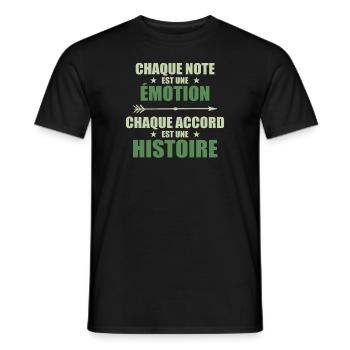 Univers musical: note = Émotion, accord = Histoire - T-shirt homme - noir - Devant - AI Model Male 178 light (178cm)