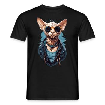 Coole Sphinx Katze Modernes Katzen Design - Männer T-Shirt - Schwarz - Vorne - AI Model Male 178 light (178cm)