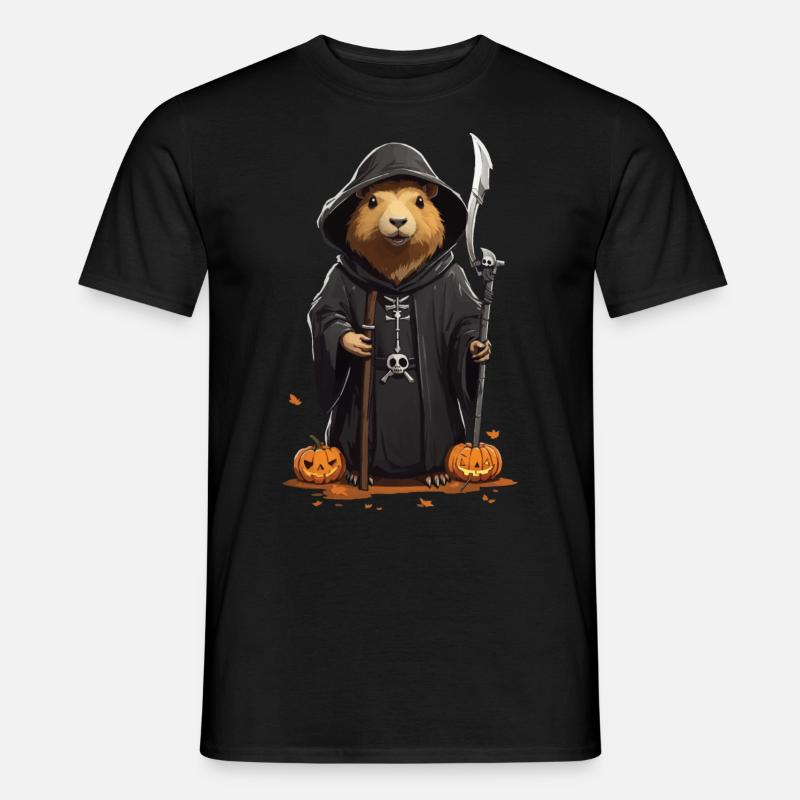 Lustiges Halloween Capybara Sensenmann Design - Männer T-Shirt - Schwarz