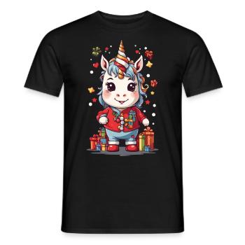 Magical Christmas Unicorn Unicorn at Christmas - Men's T-Shirt - black - Front - AI Model Male 178 light (178cm)