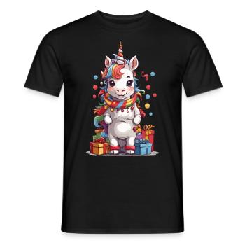 Licorne de Noël magique Licorne à Noël - T-shirt homme - noir - Devant - AI Model Male 178 light (178cm)