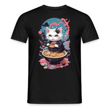 Cat Goth Pastel Ramen Noodle Soup Kawaii - Men's T-Shirt - black - Front - AI Model Male 178 light (178cm)