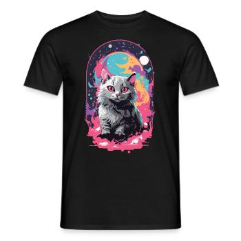Katze Goth Pastel Psychedelisch Weirdcore Design - Männer T-Shirt - Schwarz - Vorne - AI Model Male 178 light (178cm)