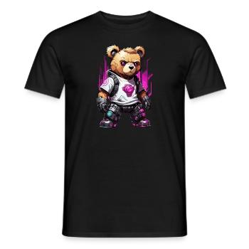 Robot ours en peluche cyberpunk - T-shirt homme - noir - Devant - AI Model Male 178 light (178cm)