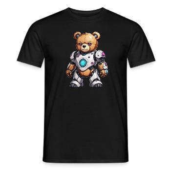 Robot ours en peluche cyberpunk - T-shirt homme - noir - Devant - AI Model Male 178 light (178cm)