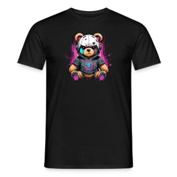Robot ours en peluche cyberpunk - T-shirt homme - noir - Devant - AI Model Male 178 light (178cm)