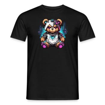 Robot ours en peluche cyberpunk - T-shirt homme - noir - Devant - AI Model Male 178 light (178cm)