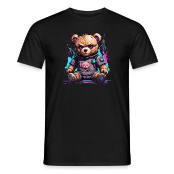 Robot ours en peluche cyberpunk - T-shirt homme - noir - Devant - AI Model Male 178 light (178cm)