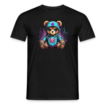 Robot ours en peluche cyberpunk - T-shirt homme - noir - Devant - AI Model Male 178 light (178cm)