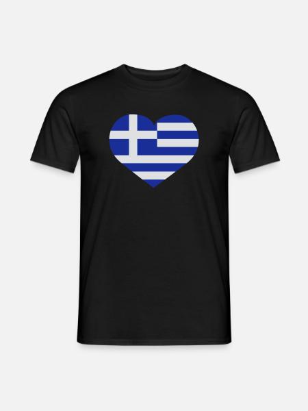 Griechenland Herzflagge - Männer T-Shirt - Schwarz