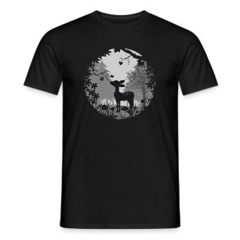 un faon avec un papillon - T-shirt homme - noir - Devant - AI Model Male 178 light (178cm)