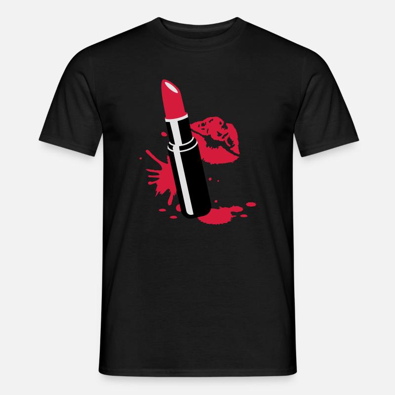 Lippenstift mit Kussmund - Männer T-Shirt - Schwarz