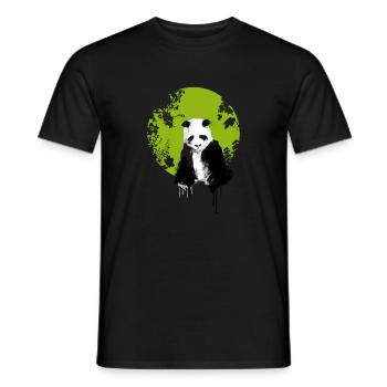 panda monde, la terre, l'aquarelle, la peinture de couleur étendre u - T-shirt homme - noir - Devant - AI Model Male 178 light (178cm)