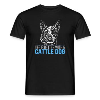 CATTLE DOG life is better Wilsigns Dogs - Men's T-Shirt - black - Front - AI Model Male 178 light (178cm)
