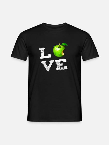 love fruit apple green bitten off icon pc nerd fun - Men's T-Shirt - black
