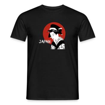 japan geisha flag art woman cosplay manga kimon - Men's T-Shirt - black - Front - AI Model Male 178 light (178cm)