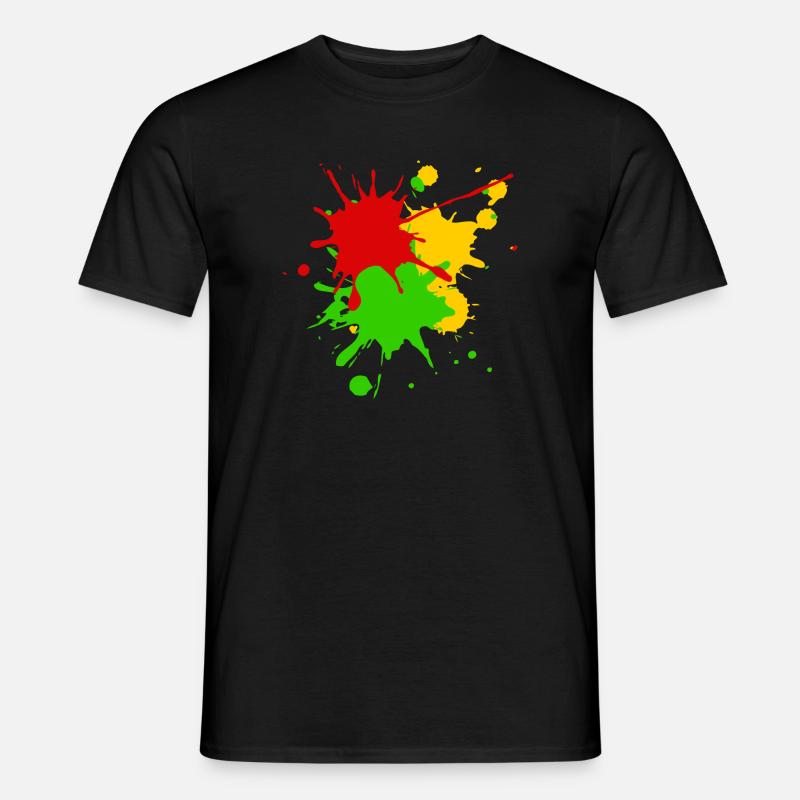 Reggae couleurs Afrique Roots Drapeau Éclaboussures de couleur - T-shirt homme - noir