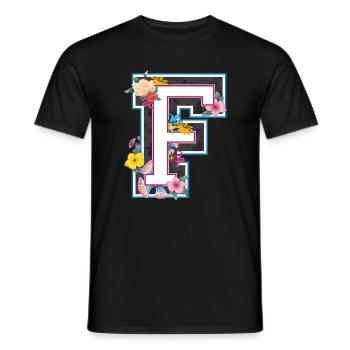 Lettre F dans le style universitaire - T-shirt homme - noir - Devant - AI Model Male 178 light (178cm)