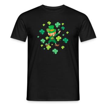 Leprechaun dansant Dabbing Trèfles Porte-bonheur - T-shirt homme - noir - Devant - AI Model Male 178 light (178cm)