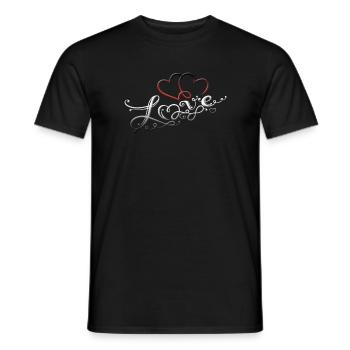 Deux cœurs avec le symbole de l'amour et de l'infini - T-shirt homme - noir - Devant - AI Model Male 178 light (178cm)