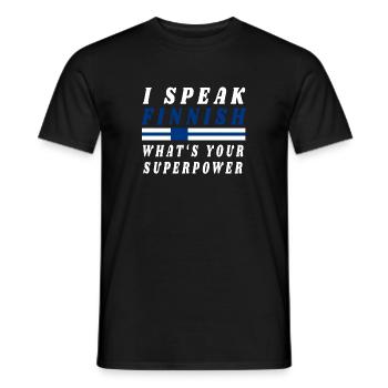 I speak Finnish Finlande Patriot Drapeau Cadeau - T-shirt homme - noir - Devant - AI Model Male 178 light (178cm)