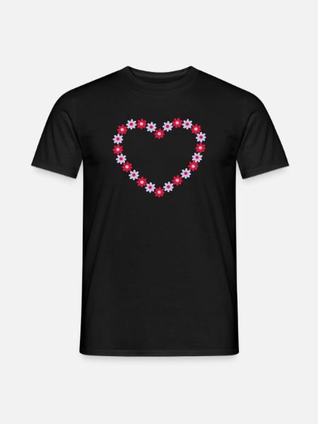 Blume Herz - Männer T-Shirt - Schwarz