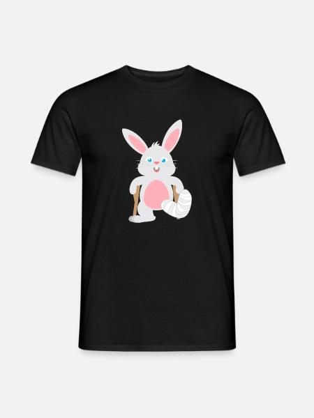 Children's shirt Rabbit with gypsum leg Animal Hare - Men's T-Shirt - black