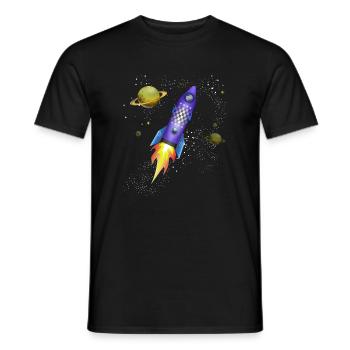 Fusée dans l'espace - T-shirt homme - noir - Devant - AI Model Male 178 light (178cm)