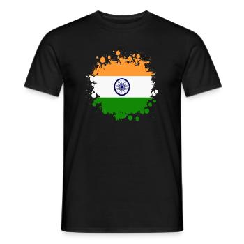 India stain blot/flag gift Asia - Men's T-Shirt - black - Front - AI Model Male 178 light (178cm)