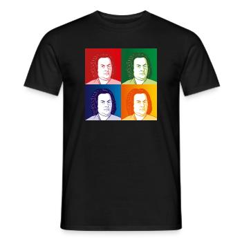 Johann Sebastian Bach en style cartoon - T-shirt homme - noir - Devant - AI Model Male 178 light (178cm)