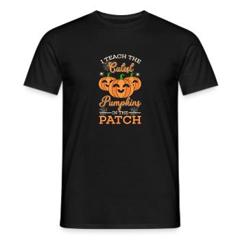 Halloween English teacher pumpkin - Men's T-Shirt - black - Front - AI Model Male 178 light (178cm)