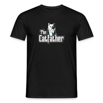 The Catfather Katze - Lustiges Design - Männer T-Shirt - Schwarz - Vorne - AI Model Male 178 light (178cm)