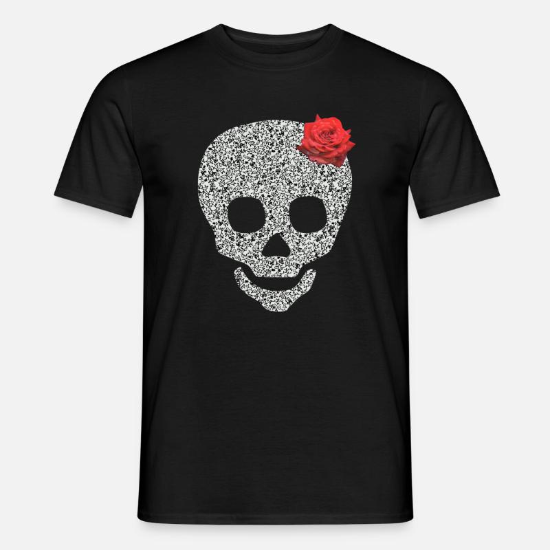 Schädel mit Rose - Männer T-Shirt - Schwarz