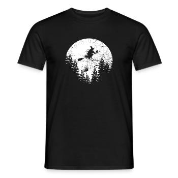 Hexe auf Besen Vollmond Silhouette Halloween⁠ - Männer T-Shirt - Schwarz - Vorne - AI Model Male 178 light (178cm)