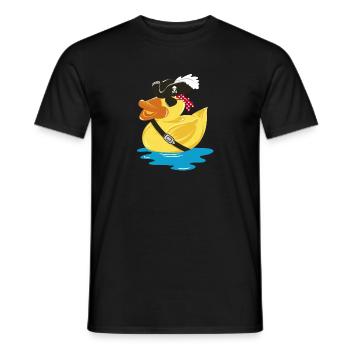 Un canard en caoutchouc avec un chapeau de pirate - T-shirt homme - noir - Devant - AI Model Male 178 light (178cm)